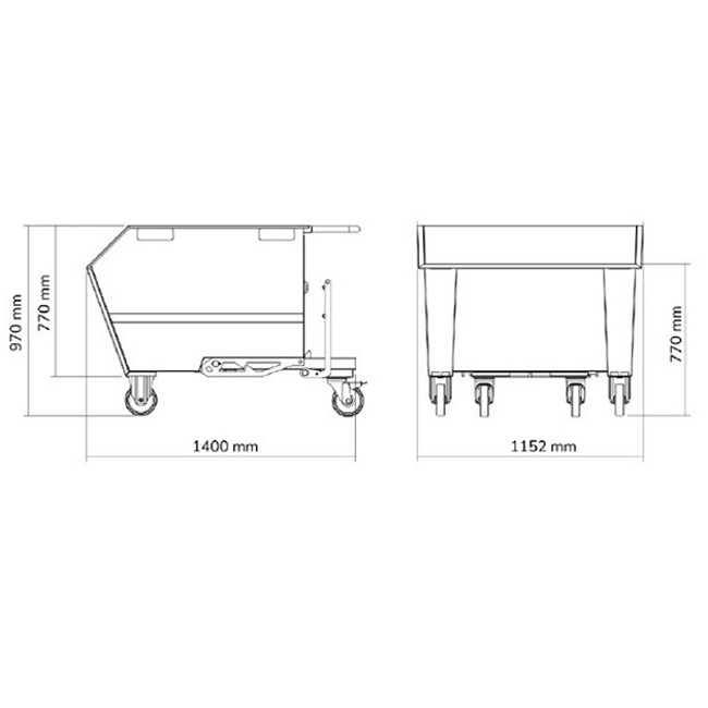 Vendita online Benna completamente ribaltabile con ruote 1400x1152x970H mm. - Blu RAL5012